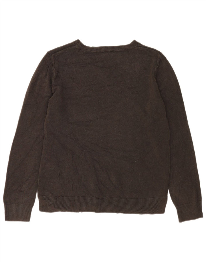 Marks & Spencer Womens Boat Neck Jumper Sweater UK 14 Medium Brown Acrylic