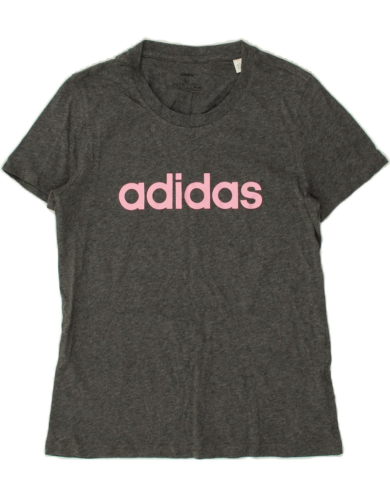 ADIDAS Womens Graphic T-Shirt Top UK 12/14 Medium Grey Cotton | Vintage Adidas | Thrift | Second-Hand Adidas | Used Clothing | Messina Hembry 