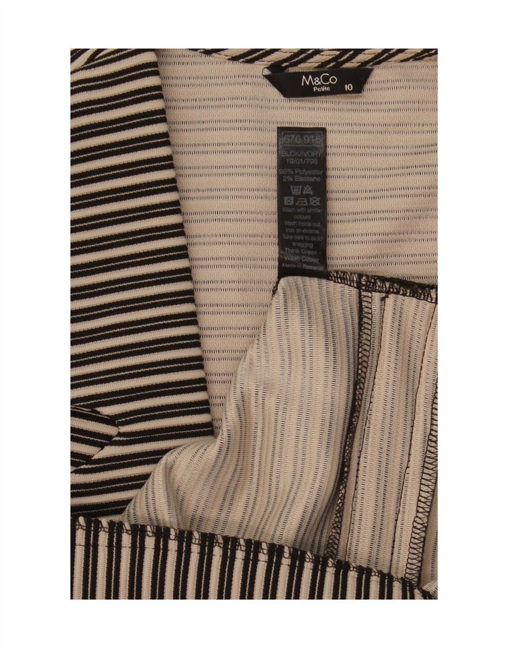 M&Co Womens Petite 3/4 Sleeve Open Blazer Jacket UK 10 Small Black Striped