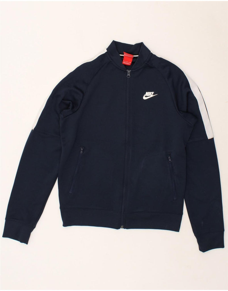 NIKE Mens Graphic Tracksuit Top Jacket Small Navy Blue Colourblock | Vintage Nike | Thrift | Second-Hand Nike | Used Clothing | Messina Hembry 