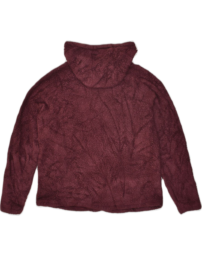 EDDIE BAUER Womens Hooded Fleece Jumper UK 16 Large Burgundy Polyester | Vintage Eddie Bauer | Thrift | Second-Hand Eddie Bauer | Used Clothing | Messina Hembry 