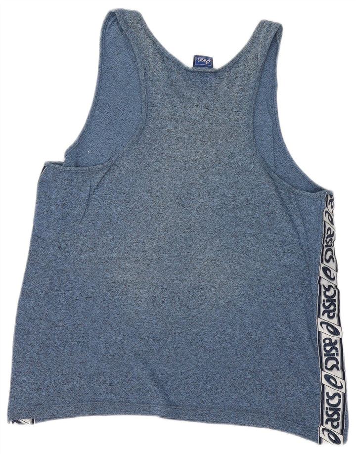 ASICS Womens Graphic Vest Top UK 14 Large Blue Flecked Cotton