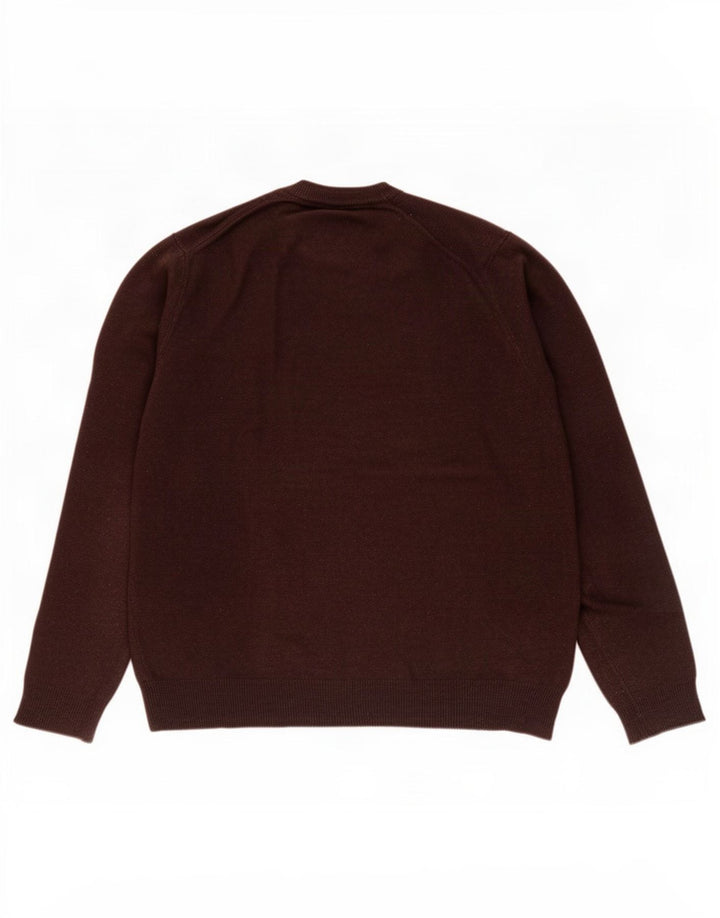 Calvin Klein Mens Crew Neck Jumper Sweater Medium Brown Wool