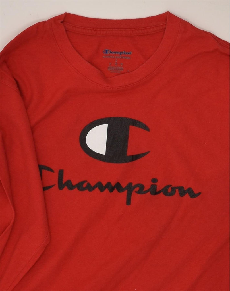 CHAMPION Mens Graphic Top Long Sleeve Small Red | Vintage Champion | Thrift | Second-Hand Champion | Used Clothing | Messina Hembry 