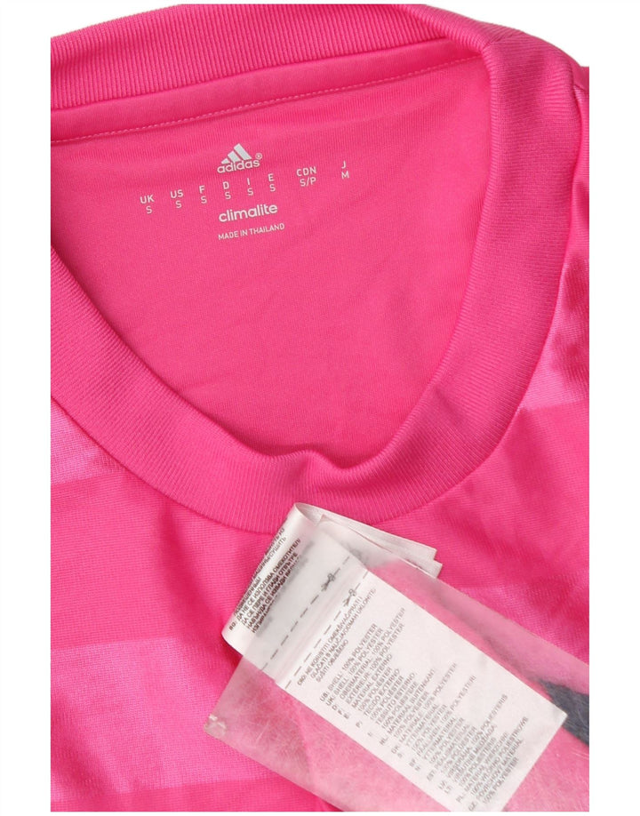 Adidas Mens Climalite T-Shirt Top Small Pink Striped Polyester