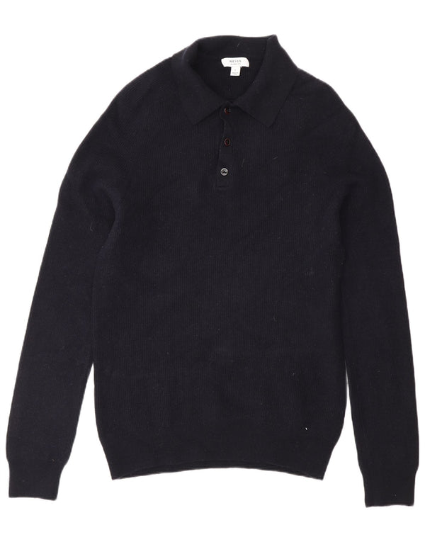 Reiss Mens Polo Neck Jumper Sweater Large Navy Blue Wool