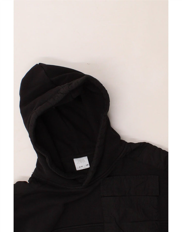 ZARA Boys Graphic Hoodie Jumper 9-10 Years Black Cotton Vintage Zara and Second-Hand Zara from Messina Hembry 