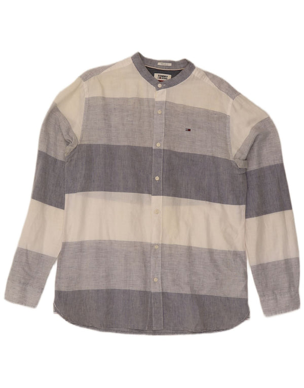 Tommy Hilfiger Mens Regular Fit Shirt Large Multicoloured Striped Linen