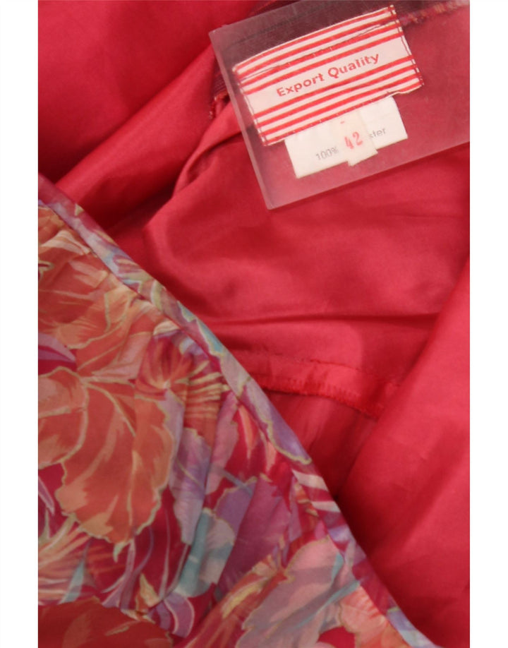 VINTAGE Womens 3/4 Sleeve Maxi Dress IT 42 Medium Red Floral Polyester