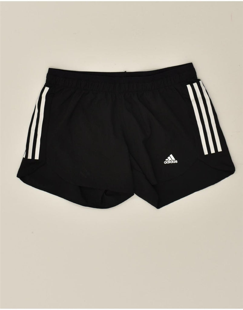 ADIDAS Womens Sport Shorts UK 14 Medium Black Polyester | Vintage Adidas | Thrift | Second-Hand Adidas | Used Clothing | Messina Hembry 