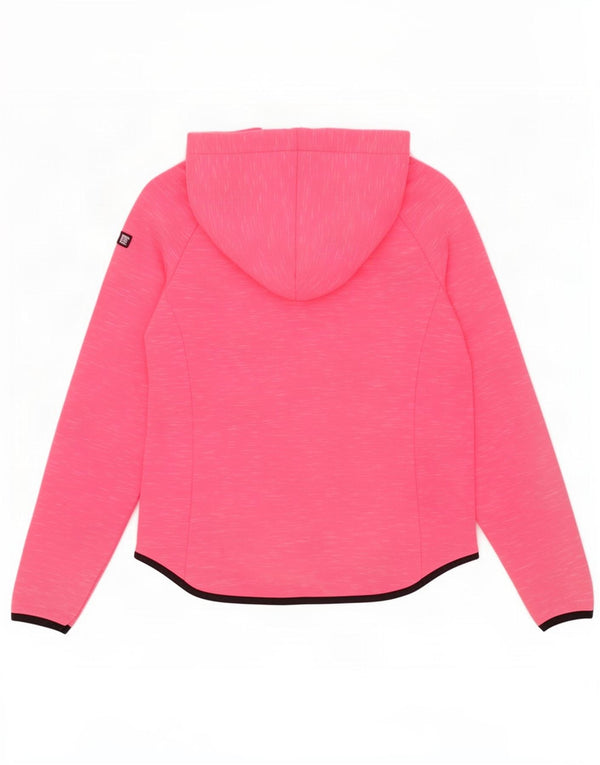 Superdry Womens Hooded Tracksuit Top Jacket UK 10 Small Pink Flecked