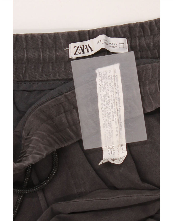 Zara Mens Pegged Cropped Trousers W32 L25 Grey Cotton