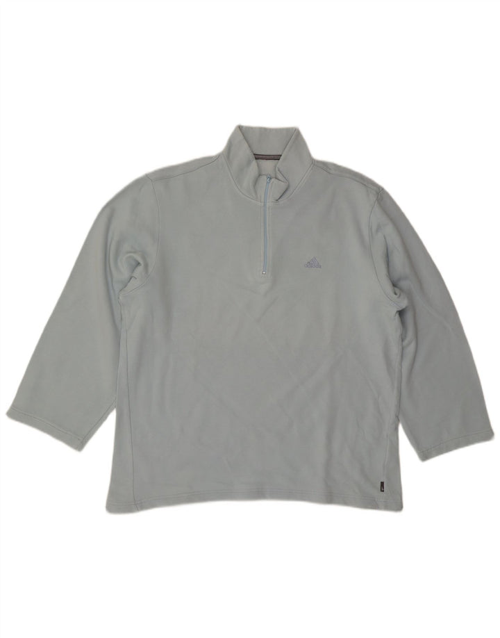 Adidas Mens Zip Neck Top Long Sleeve Medium Blue Cotton