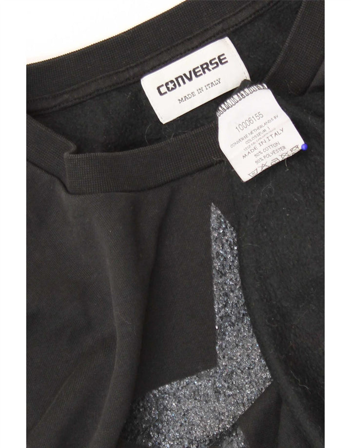 Converse Womens Graphic Oversized Sweatshirt Jumper UK 10 Small Black