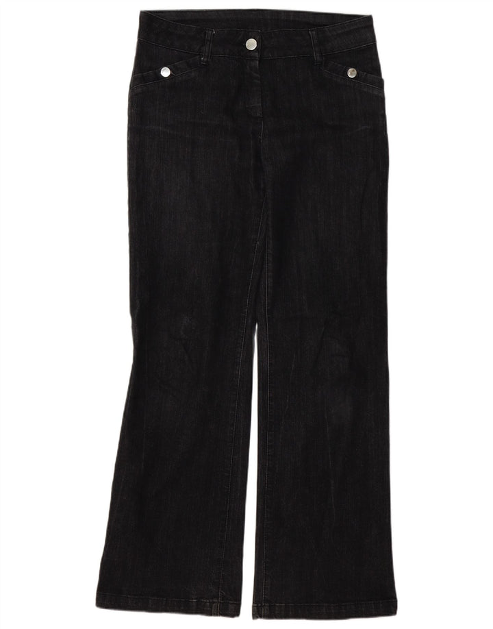 WALLIS Womens Bootcut Jeans UK 12 Medium W32 L32  Black Cotton