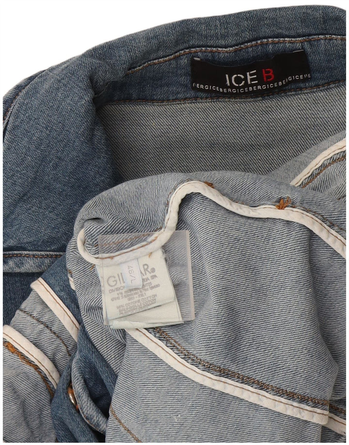 Iceberg Womens Crop 3/4 Sleeve Denim Jacket IT 46 Large Blue Cotton