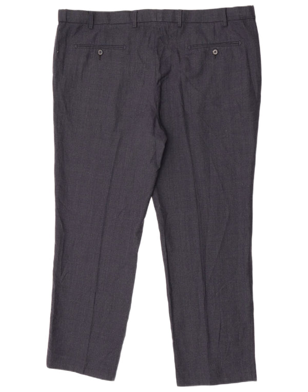 Marks & Spencer Mens Regular Fit Suit Trousers W44 L31 Navy Blue Wool