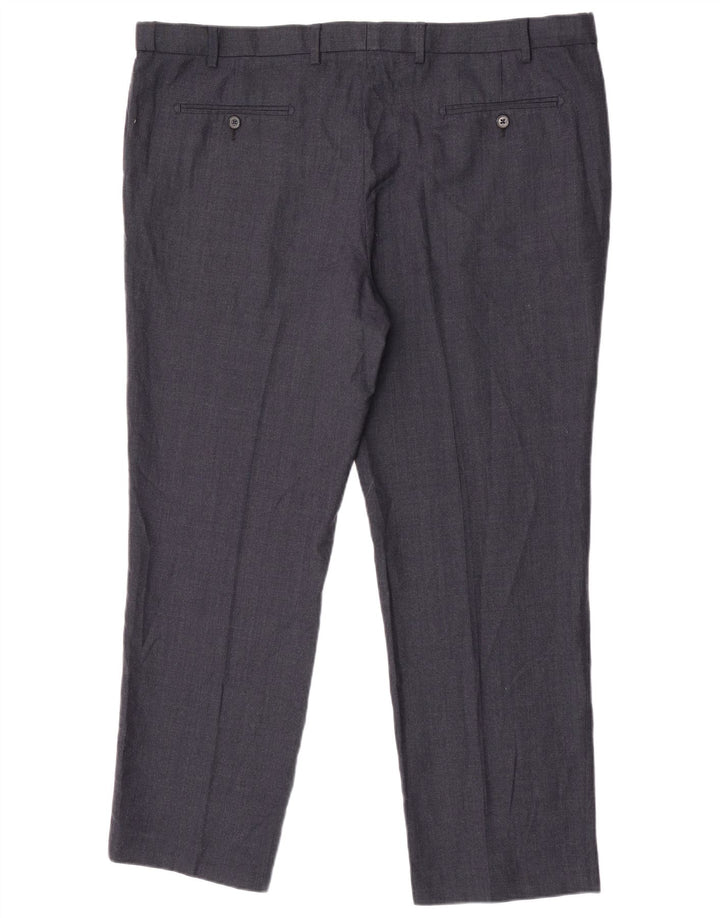 Marks & Spencer Mens Regular Fit Suit Trousers W44 L31 Navy Blue Wool