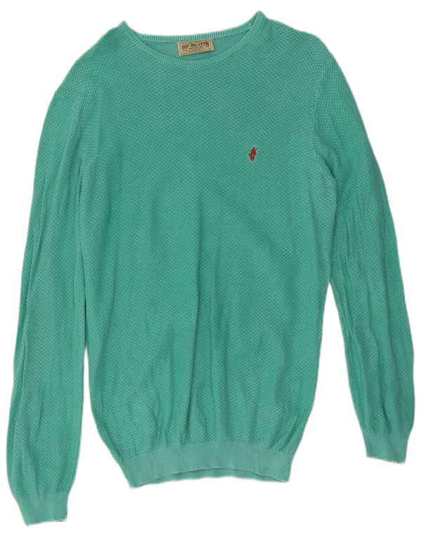 Marlboro Classics Mens Boat Neck Jumper Sweater Large Green Cotton