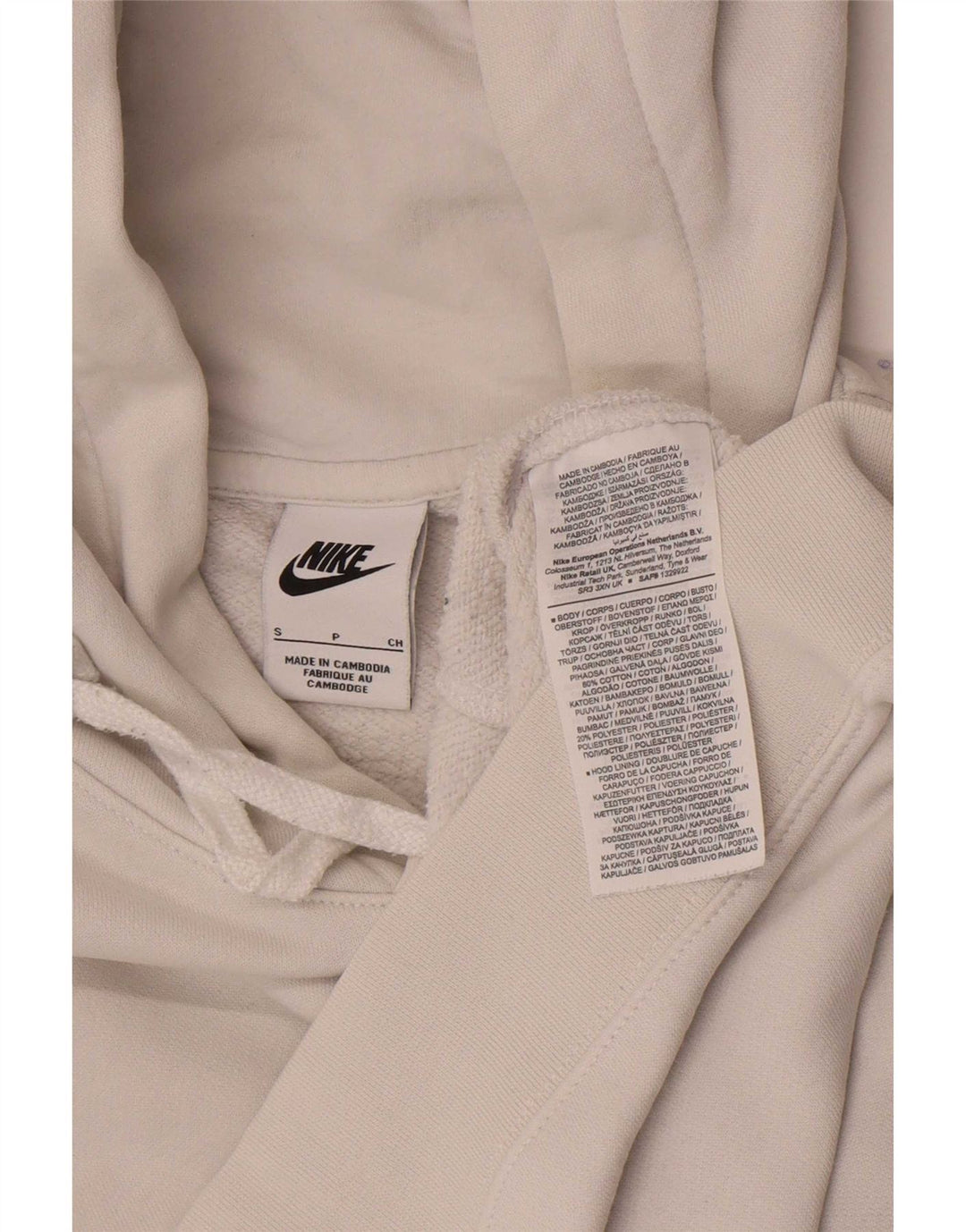 Nike Mens Hoodie Jumper Small White Cotton