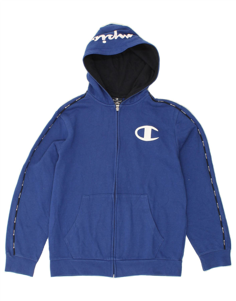 CHAMPION Boys Graphic Zip Hoodie Sweater 13-14 Years XL Blue Cotton Vintage Champion and Second-Hand Champion from Messina Hembry 