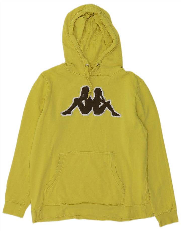 KAPPA Mens Graphic Hoodie Jumper Medium Yellow Cotton