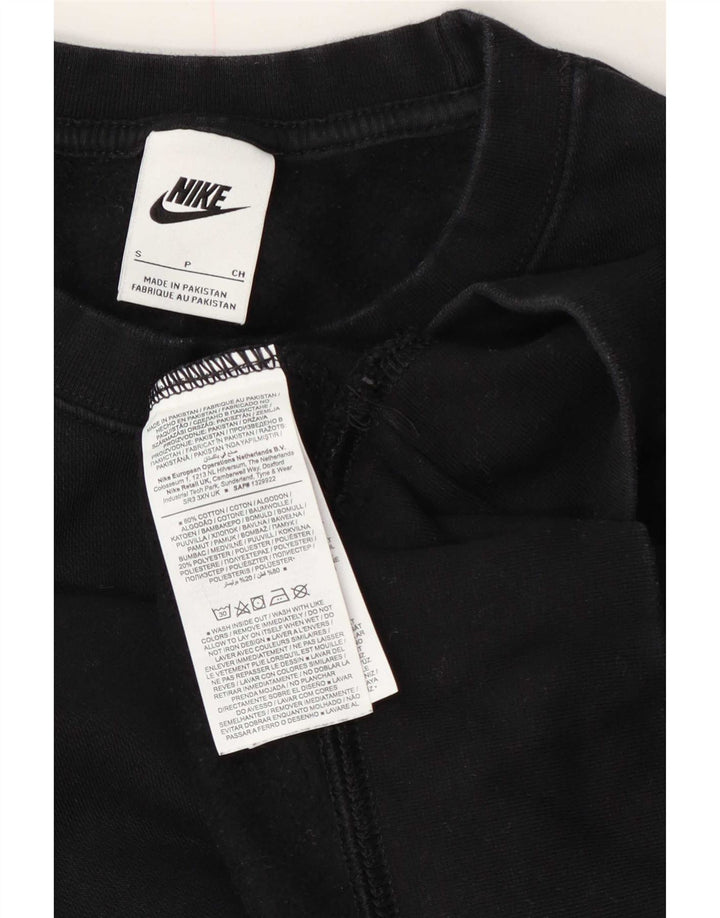 Nike Womens Crop Oversized Sweatshirt Jumper UK 10 Small Black Cotton