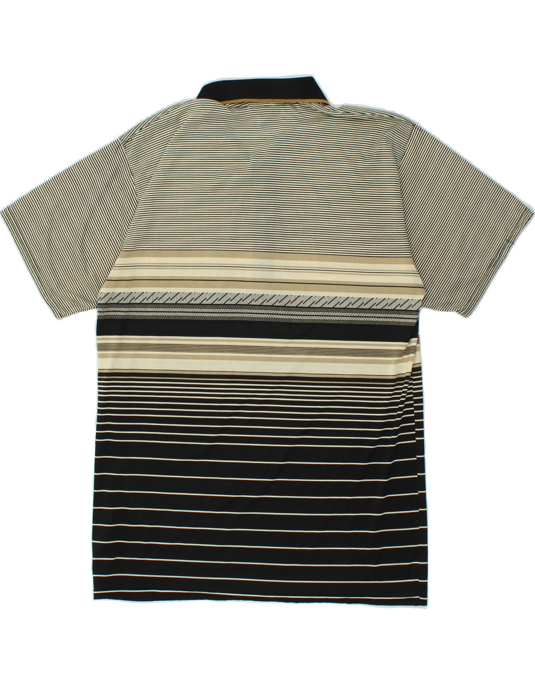 VINTAGE Mens Polo Shirt Medium Grey Striped Polyester