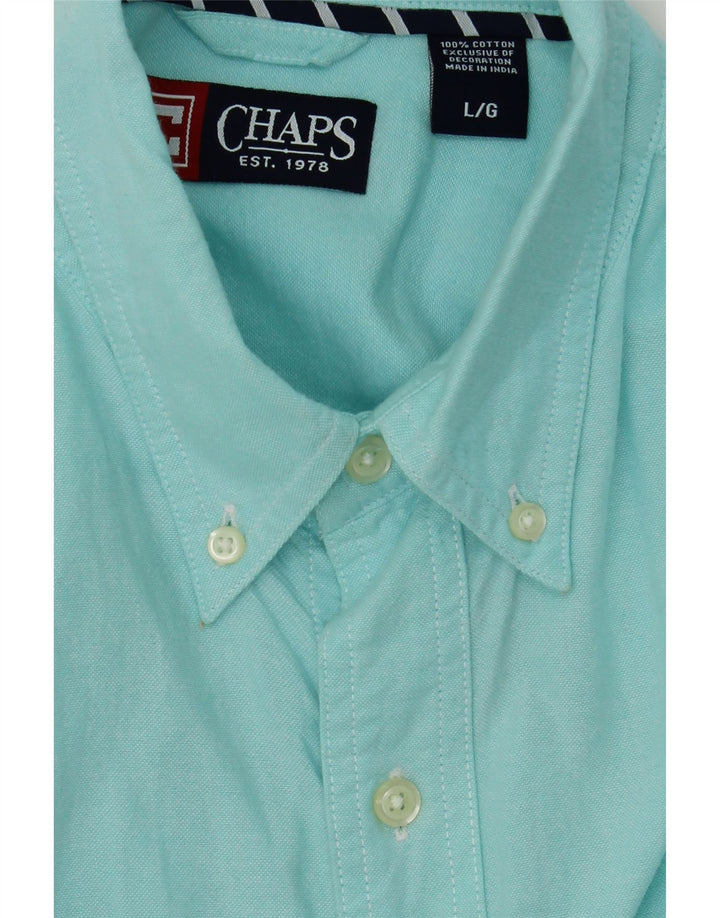 CHAPS Mens Shirt Large Turquoise Cotton Vintage Chaps and Second-Hand Chaps from Messina Hembry 
