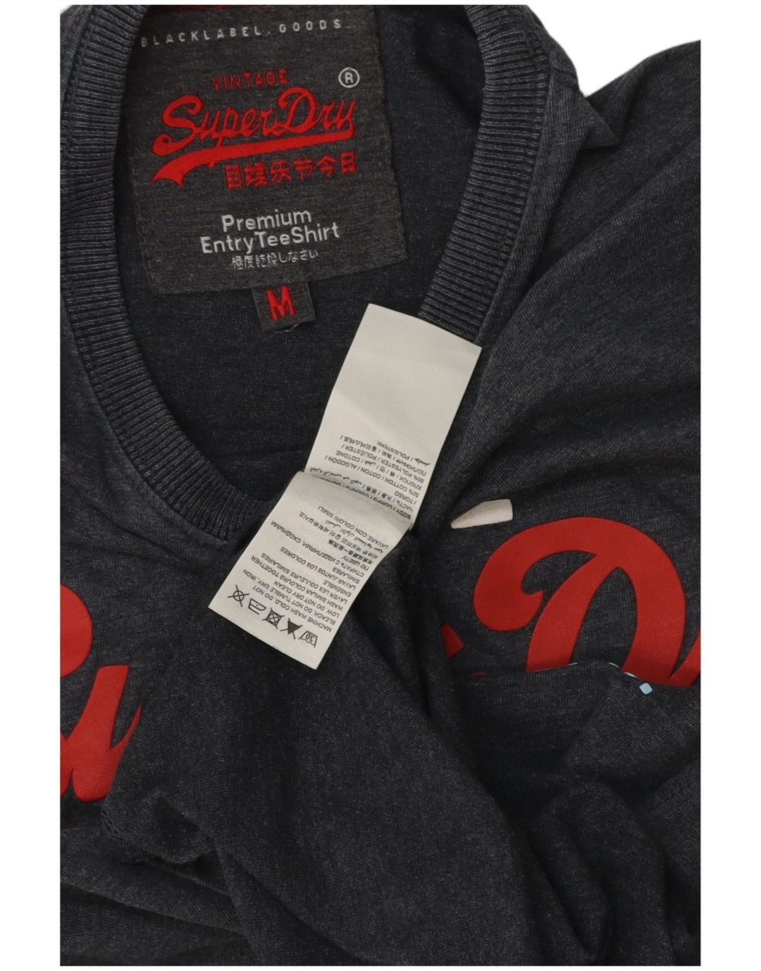 Superdry Mens Graphic T-Shirt Top Medium Grey Cotton