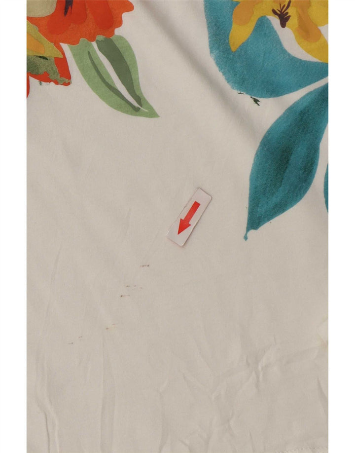 Zara Womens Graphic T-Shirt Top UK 14 Medium White Floral