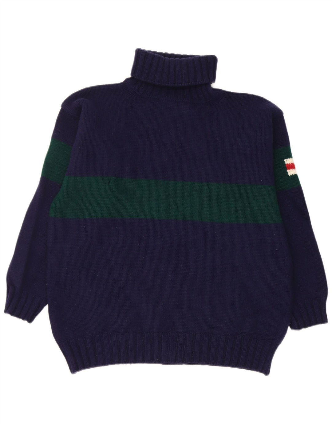 Hackett Womens Roll Neck Jumper Sweater UK 18 XL Navy Blue Colourblock Wool