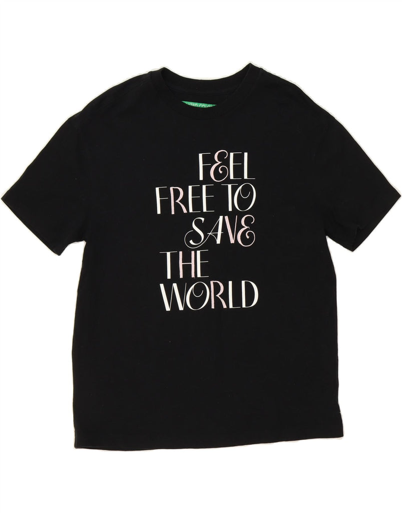 BENETTON Mens Graphic T-Shirt Top Medium Black Cotton Vintage Benetton and Second-Hand Benetton from Messina Hembry 