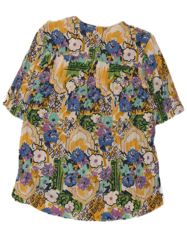 Vintage Womens Short Sleeve Shirt Blouse UK 14 Large Multicoloured Floral