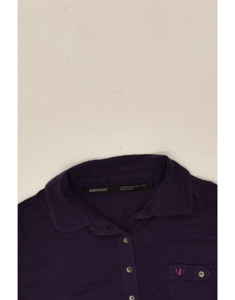 MURPHY & NYE Womens Long Sleeve Polo Shirt UK 14 Large Purple Cotton | Vintage Murphy & Nye | Thrift | Second-Hand Murphy & Nye | Used Clothing | Messina Hembry 