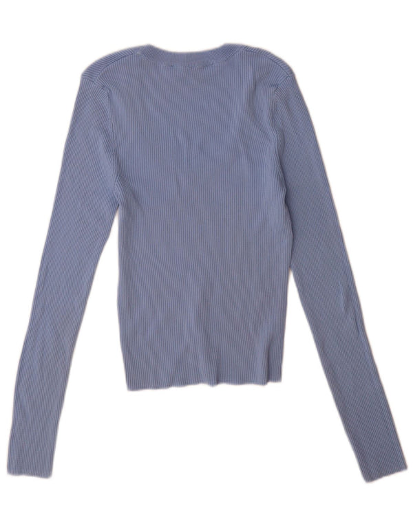 Zara Womens Top Long Sleeve UK 12 Medium Blue