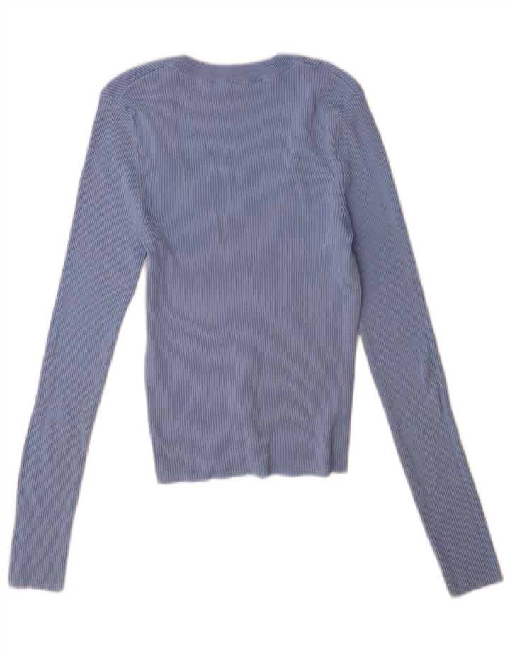Zara Womens Top Long Sleeve UK 12 Medium Blue