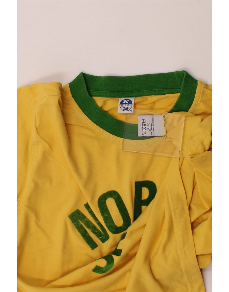 NORTH SAILS Mens Graphic T-Shirt Top Small Yellow Cotton Vintage North Sails and Second-Hand North Sails from Messina Hembry 