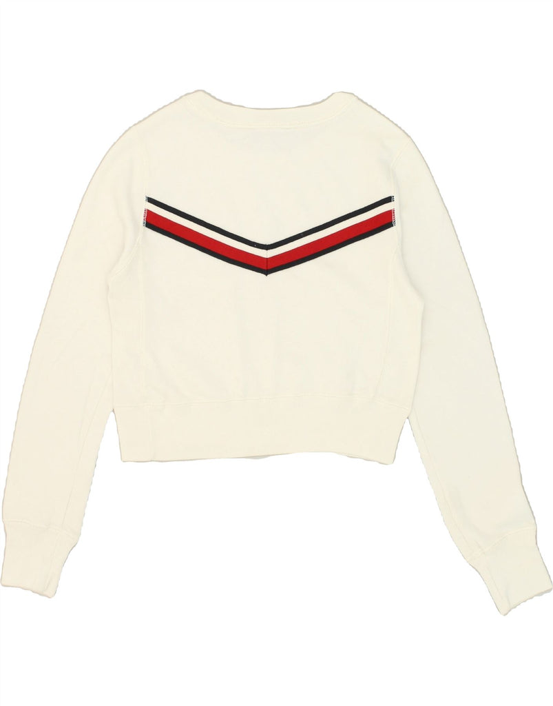 ABERCROMBIE & FITCH Womens Crop Sweatshirt Jumper UK 2 2XS White Cotton | Vintage Abercrombie & Fitch | Thrift | Second-Hand Abercrombie & Fitch | Used Clothing | Messina Hembry 