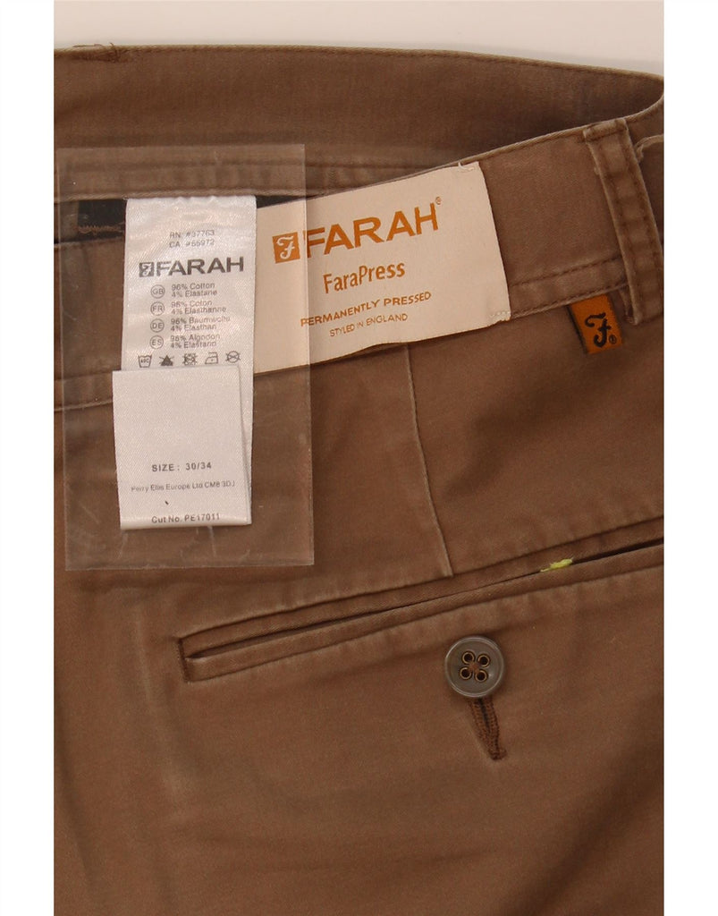 FARAH Mens Straight Chino Trousers W30 L34 Brown Cotton Vintage Farah and Second-Hand Farah from Messina Hembry 