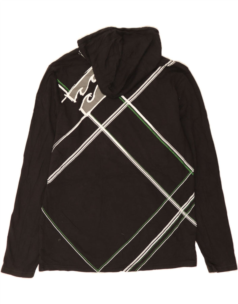BILLABONG Mens Hooded Graphic Top Long Sleeve Medium Black Check Cotton Vintage Billabong and Second-Hand Billabong from Messina Hembry 