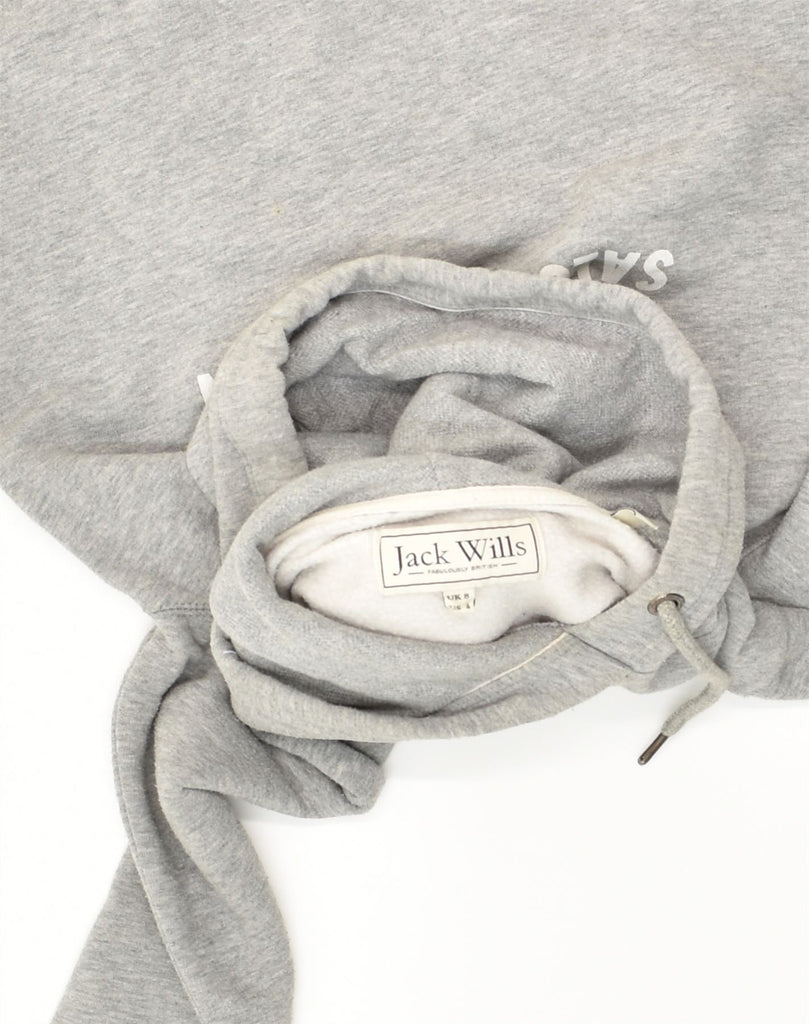 JACK WILLS Womens Graphic Hoodie Jumper UK 8 Small  Grey Cotton | Vintage Jack Wills | Thrift | Second-Hand Jack Wills | Used Clothing | Messina Hembry 