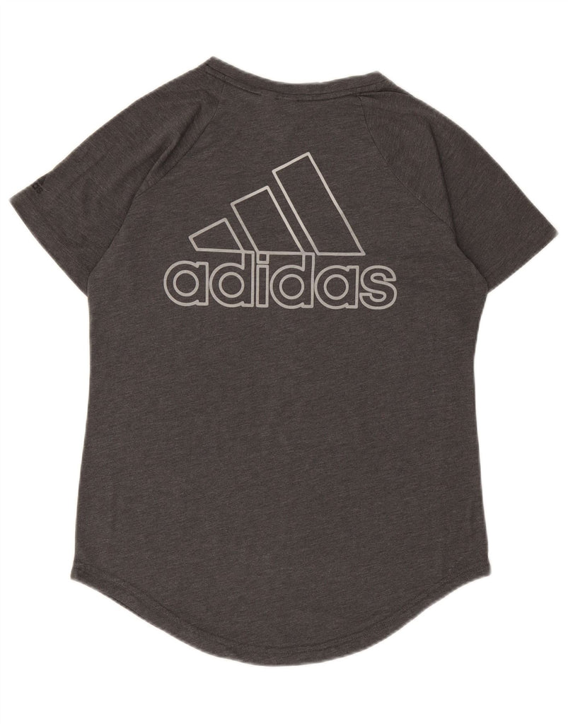 ADIDAS Womens Graphic T-Shirt Top UK 12/14 Medium Grey Vintage Adidas and Second-Hand Adidas from Messina Hembry 