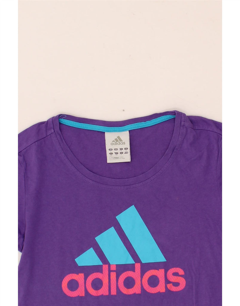 ADIDAS Womens Graphic T-Shirt Top UK 8 Small Purple Cotton Vintage Adidas and Second-Hand Adidas from Messina Hembry 