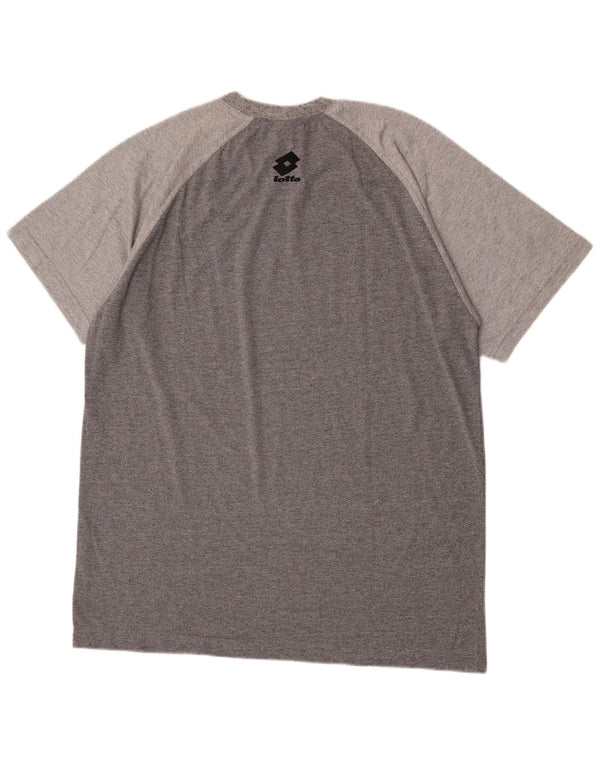 LOTTO Mens Graphic T-Shirt Top XL Grey Flecked Polyester