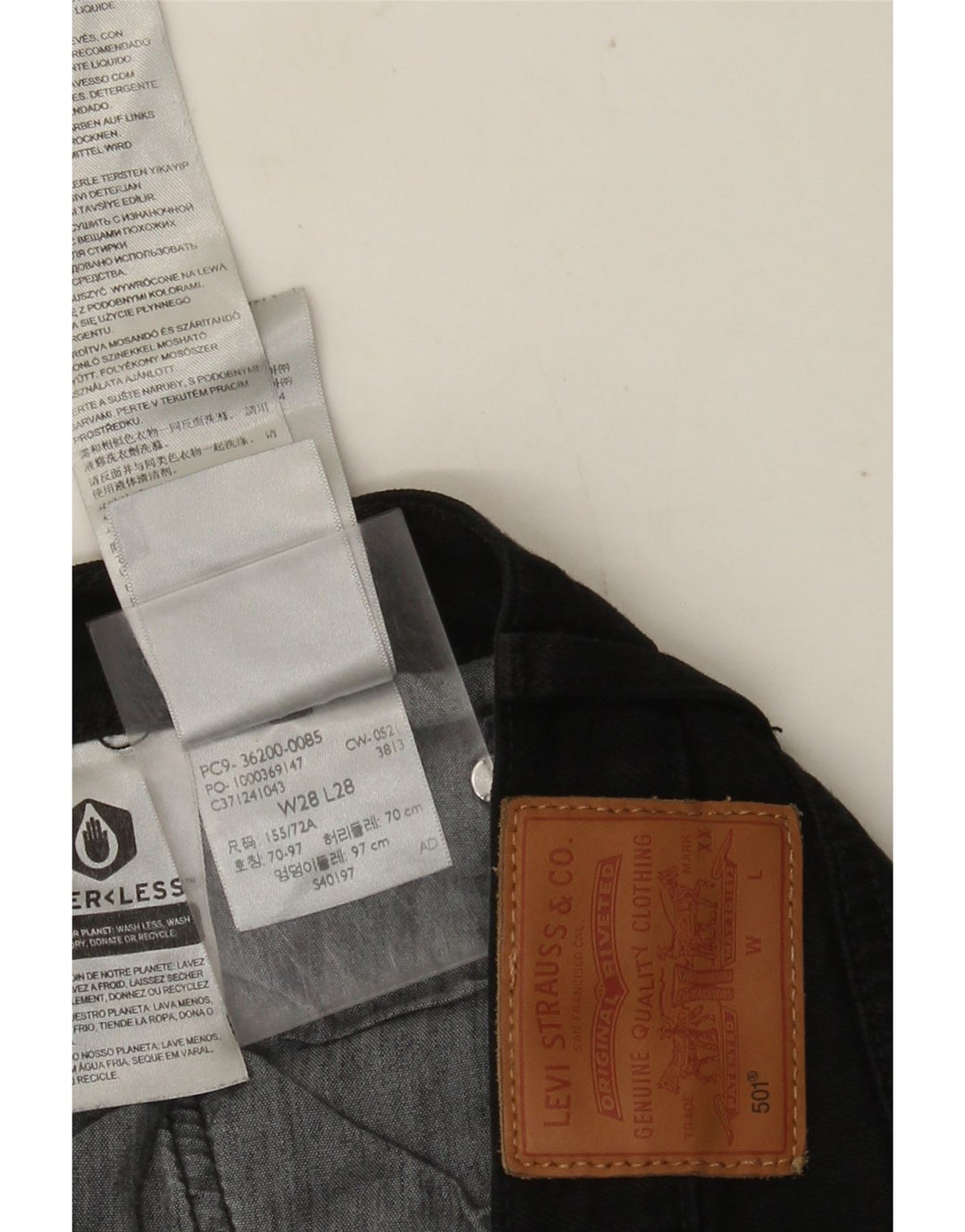 Levi's Womens 501 Straight Jeans W28 L28 Black Cotton