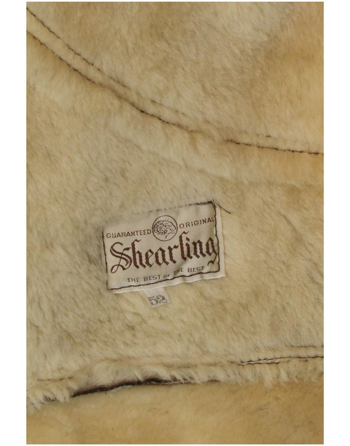 Vintage Mens Shearling Jacket IT 52 XL Brown Shearling
