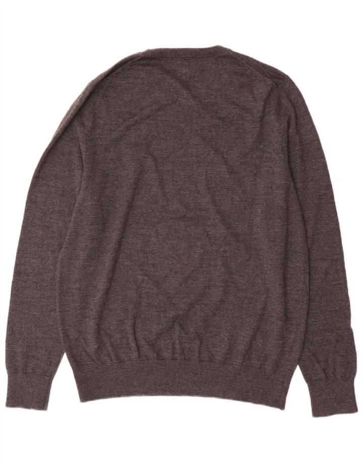 John Lewis Mens Crew Neck Jumper Sweater Large Grey Merino Wool