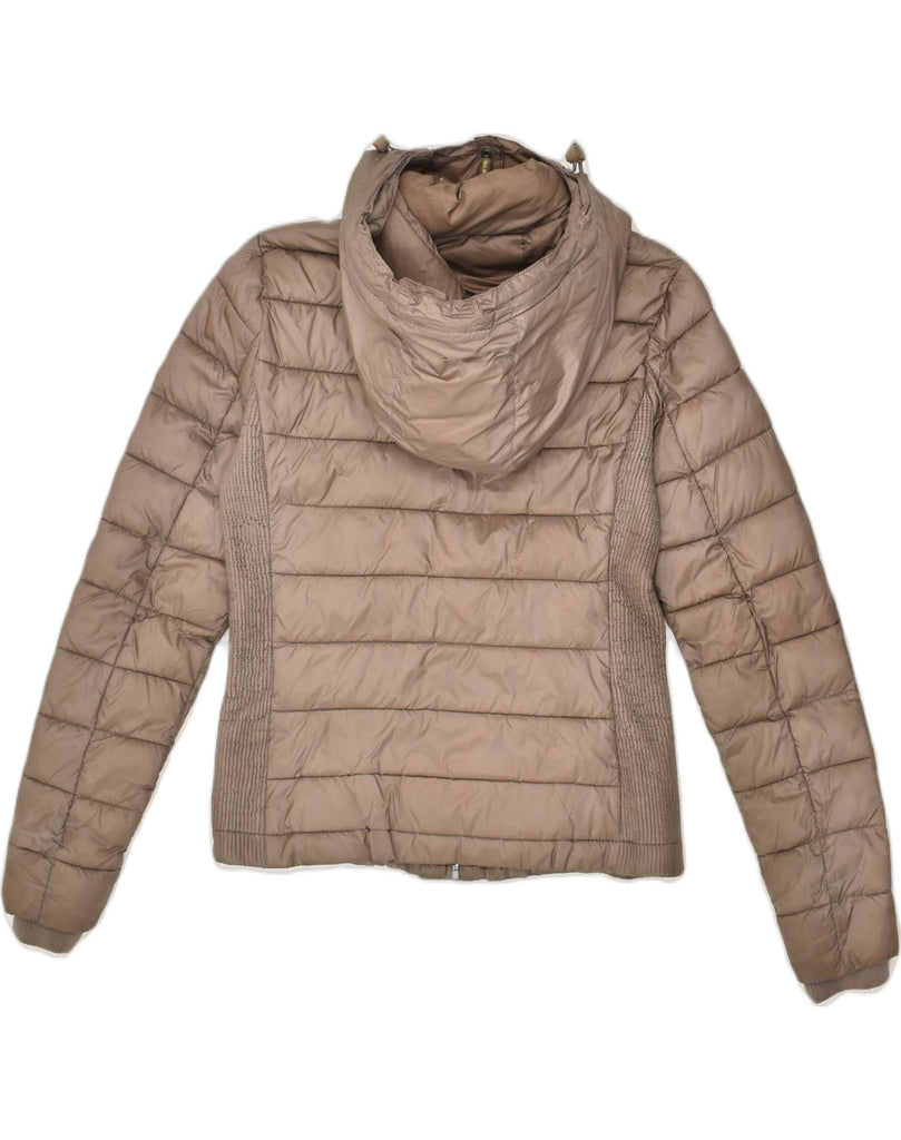 SUPERDRY Womens Hooded Padded Jacket UK 10 Small Brown Polyester | Vintage Superdry | Thrift | Second-Hand Superdry | Used Clothing | Messina Hembry 