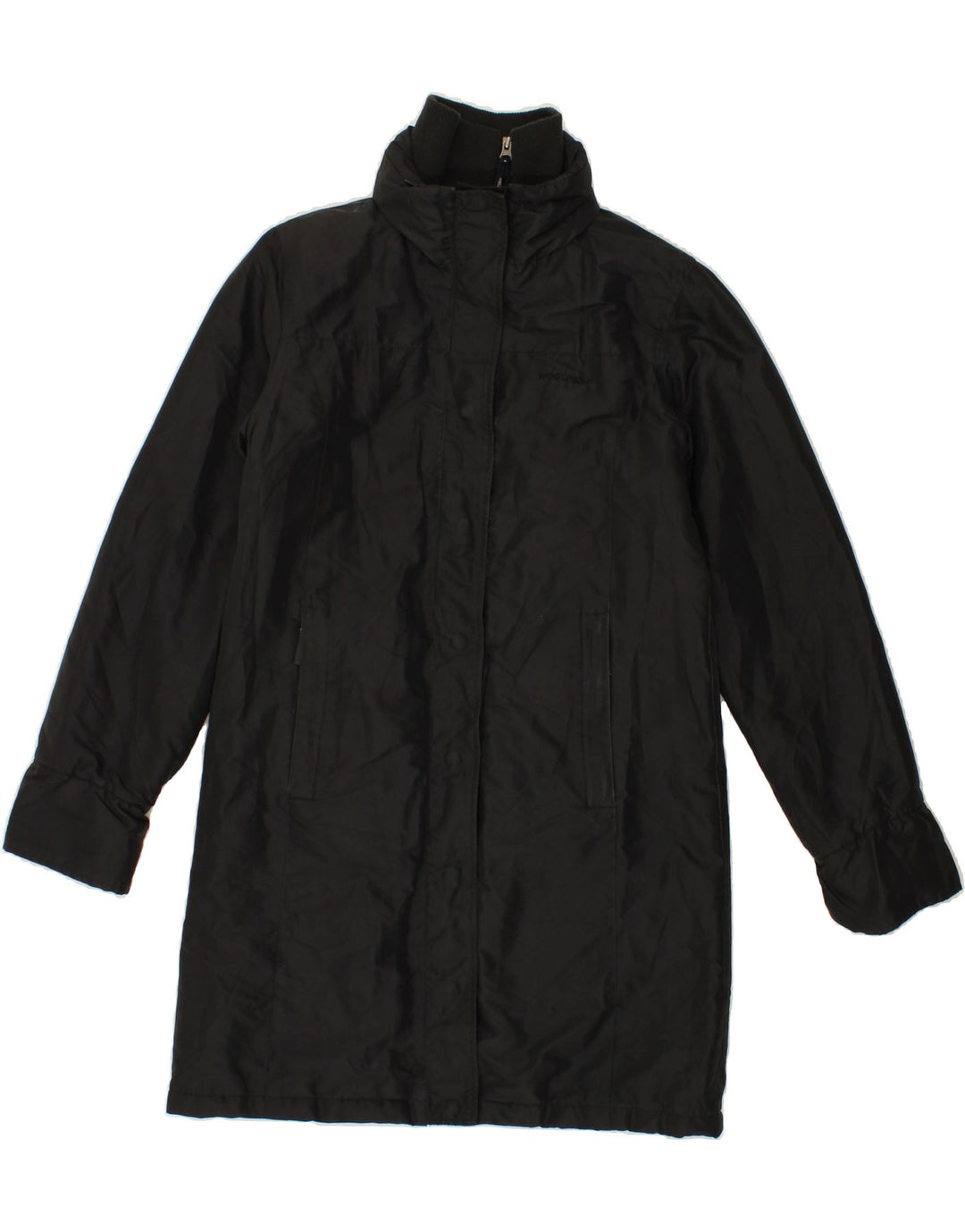 WOOLRICH Womens Overcoat UK 14 Medium Black Polyester Vintage Woolrich and Second-Hand Woolrich from Messina Hembry 